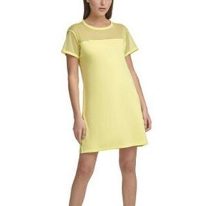 DKNY Sport Yellow Mesh-Blocked T-Shirt Dress Large NWT
